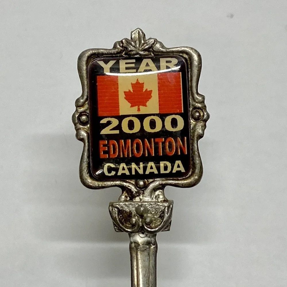 Vintage Edmonton‎ Canada 2000 Souvenir Spoon Silver Tone Travel Memorabilia GGG